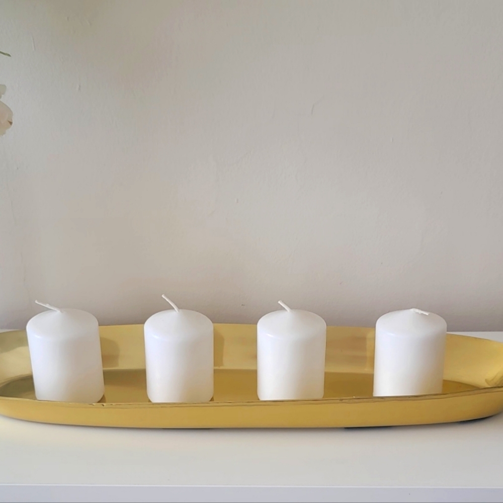 Candle Dish, Steel, Color Gold, 19½" x 6", Candle Holder, Without Candles